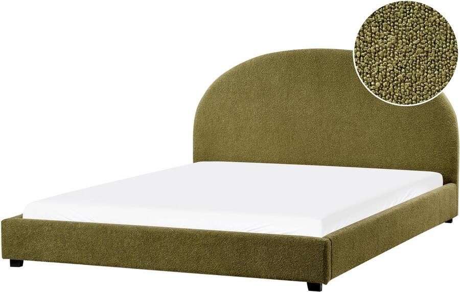 Beliani VAUCLUSE Waterbed Olijfgroen 180 x 200 cm Bouclé
