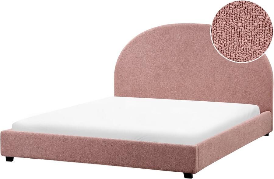 Beliani VAUCLUSE Waterbed Pastelroze 160 x 200 cm Bouclé
