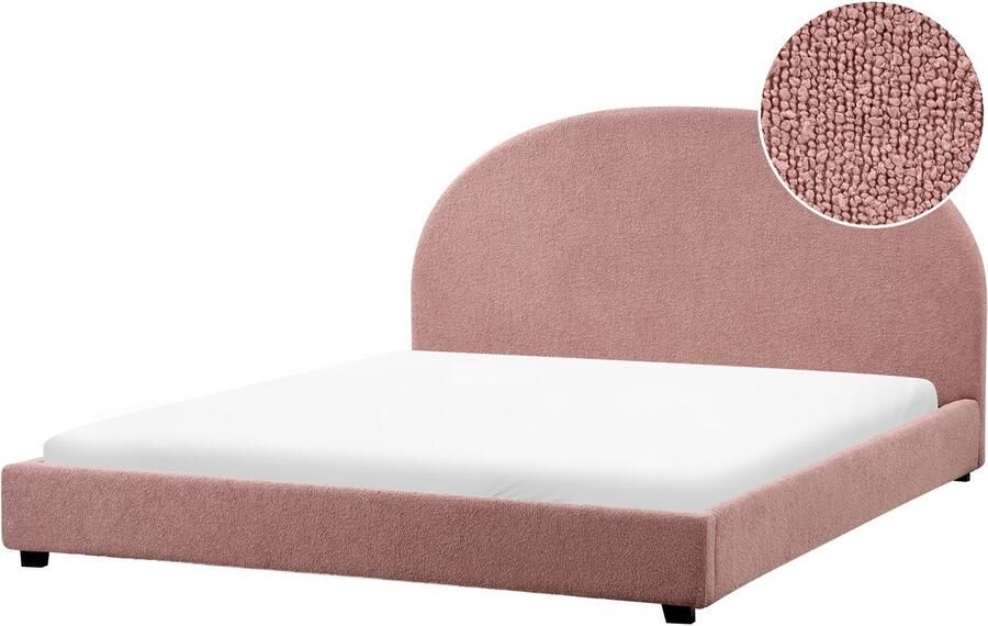 Beliani VAUCLUSE Waterbed Pastelroze 180 x 200 cm Bouclé