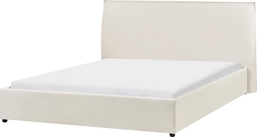 Beliani Waterbed Fluweel LAVAUR 160 x 200 cm Gebroken wit