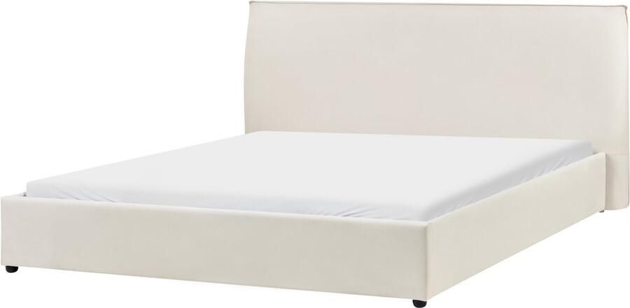 Beliani VAUCLUSE Waterbed Off-white 180 x 200 cm Fluweel
