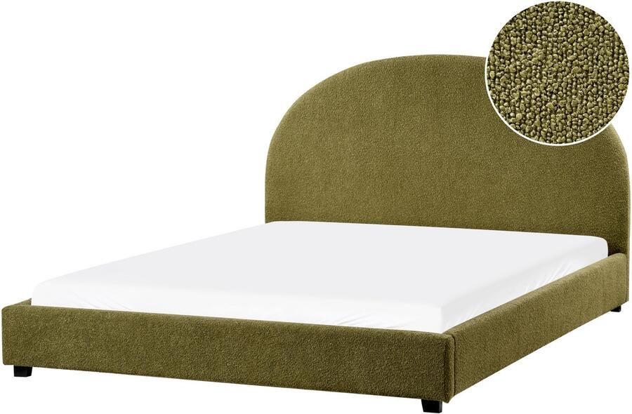 Beliani VAUCLUSE Waterbed Olijfgroen 160 x 200 cm Bouclé