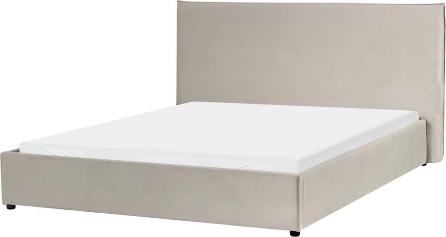 Beliani VAUCLUSE Waterbed Taupe 160 x 200 cm Fluweel