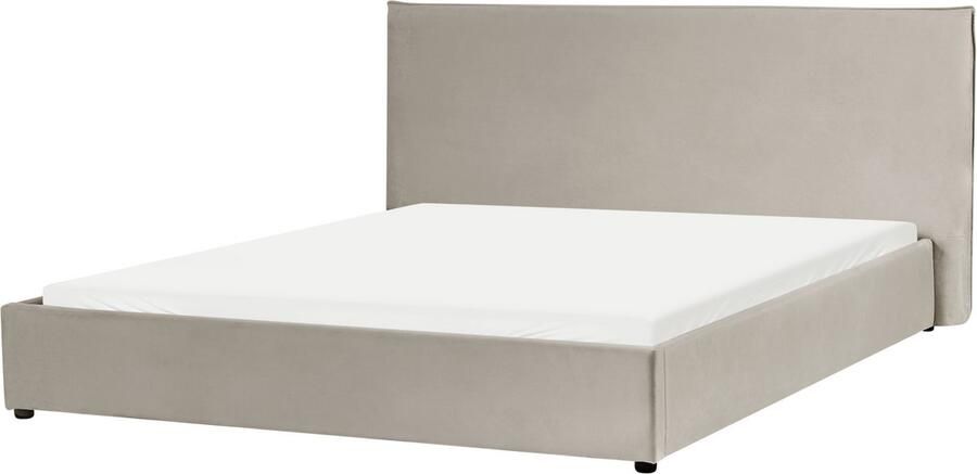 Beliani VAUCLUSE Waterbed Taupe 180 x 200 cm Fluweel