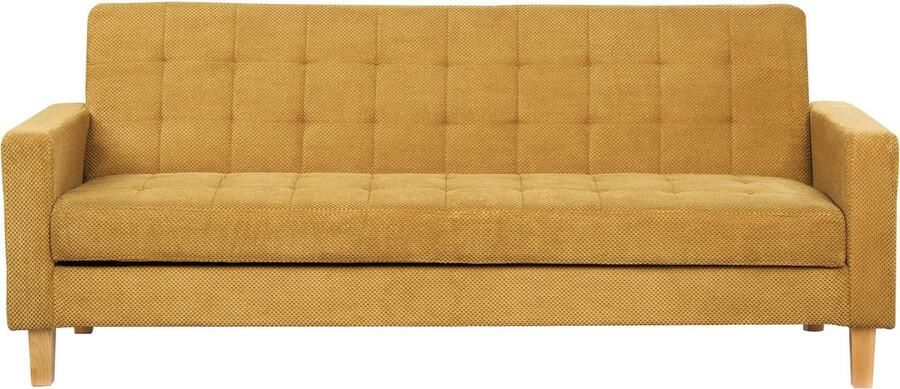 Beliani VEHKOO Slaapbank 3-zits Mosterdgeel Polyester