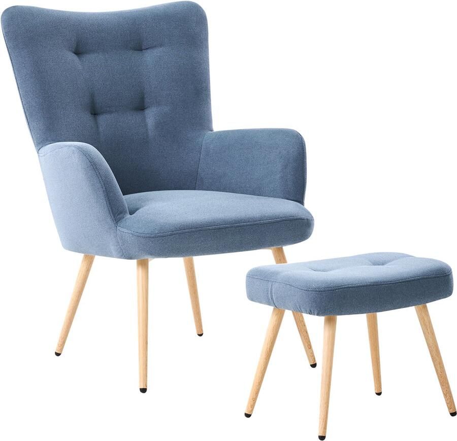 Beliani VEJLE Chesterfield fauteuil Blauw Fluweel - Foto 2