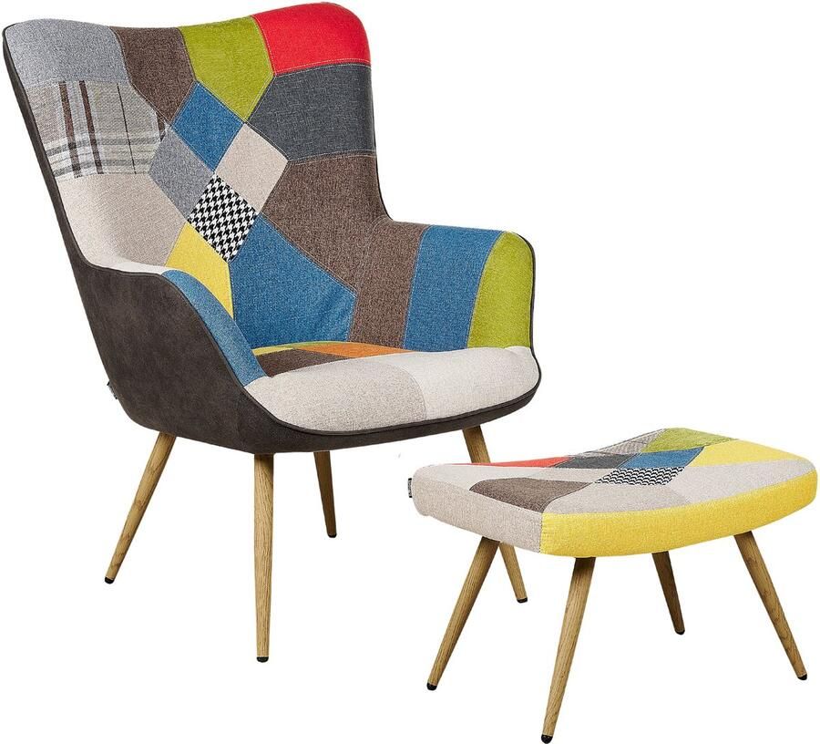 Beliani VEJLE II Chesterfield fauteuil Multicolor Polyester - Foto 2