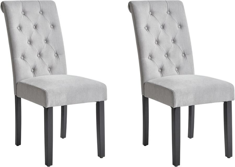 Beliani Set van 2 eetkamerstoelen VELVA Stof Grijs