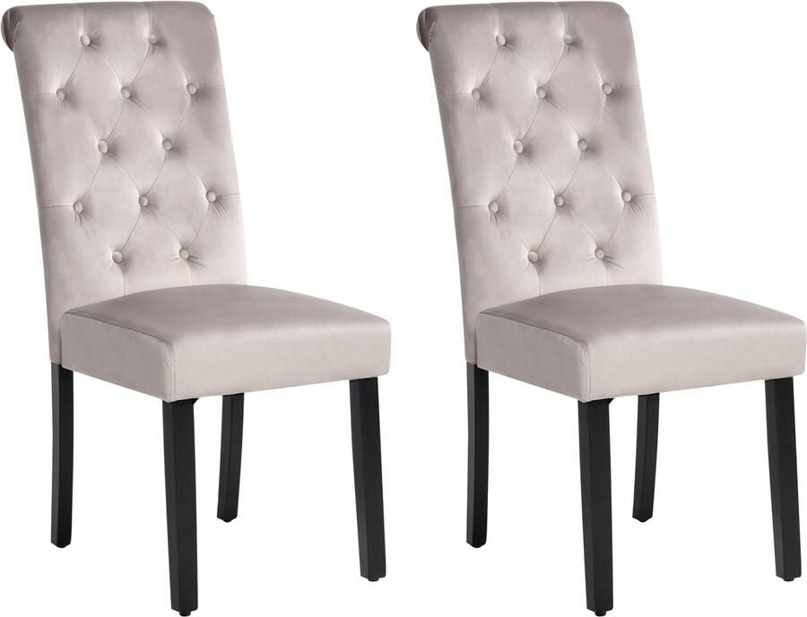 Beliani Velva Ii Eetkamerstoel Set Van 2-beige-fluweel - Foto 2