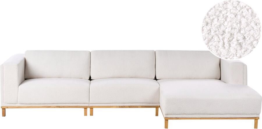 Beliani VENG Hoekbank 5-zits Gebroken wit Linkszijdig Bouclé