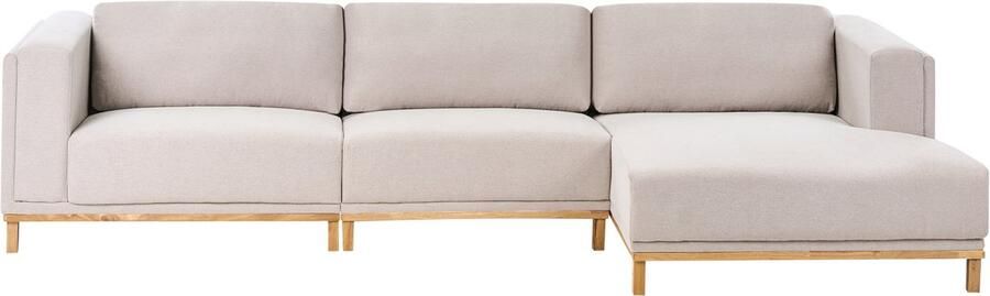 Beliani VENG Hoekbank 5-zits Lichtbeige Linkszijdig Polyester