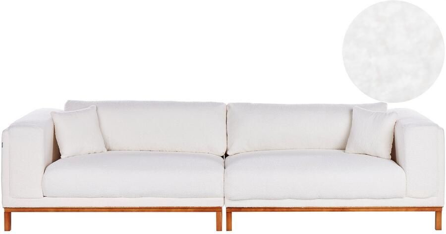 Beliani Bank VENG Bouclé Gebroken wit 4-zitter