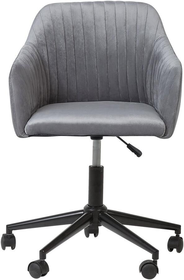 Beliani Bureaustoel Draaibaar VENICE Fluweel Grijs - Foto 5