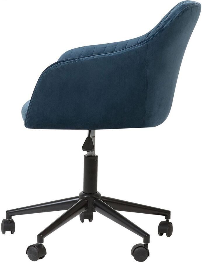 Beliani Bureaustoel Draaibaar VENICE Fluweel Marineblauw - Foto 3