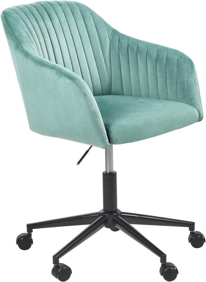 Beliani Bureaustoel Draaibaar VENICE Fluweel Mintgroen