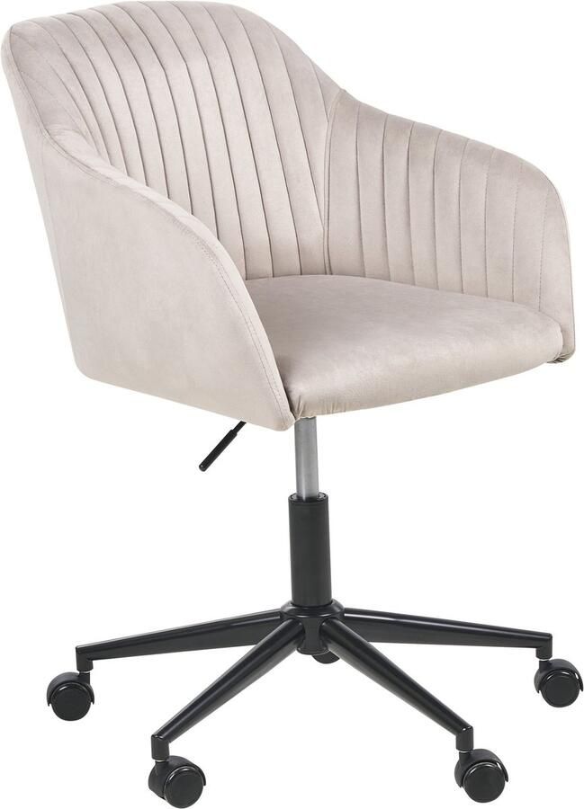 Beliani Bureaustoel Draaibaar VENICE Fluweel Taupe