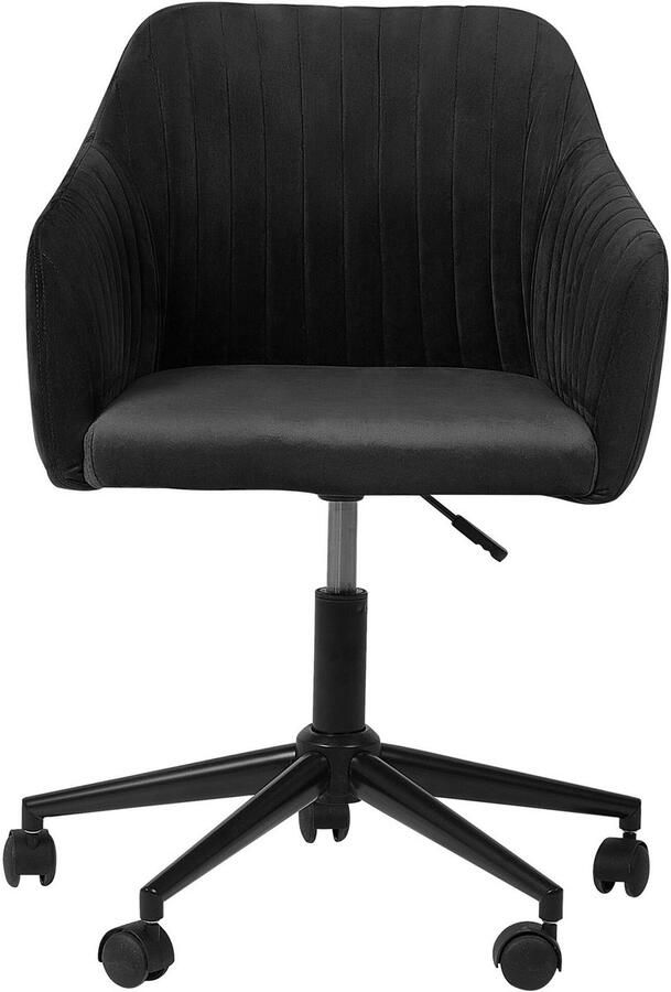 Beliani Bureaustoel Draaibaar VENICE Fluweel Zwart - Foto 4
