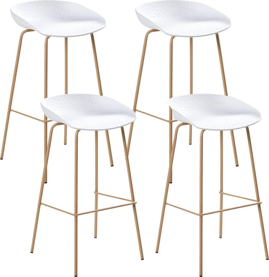 Beliani VENLO Set van 4 barstoelen Wit Synthetisch materiaal