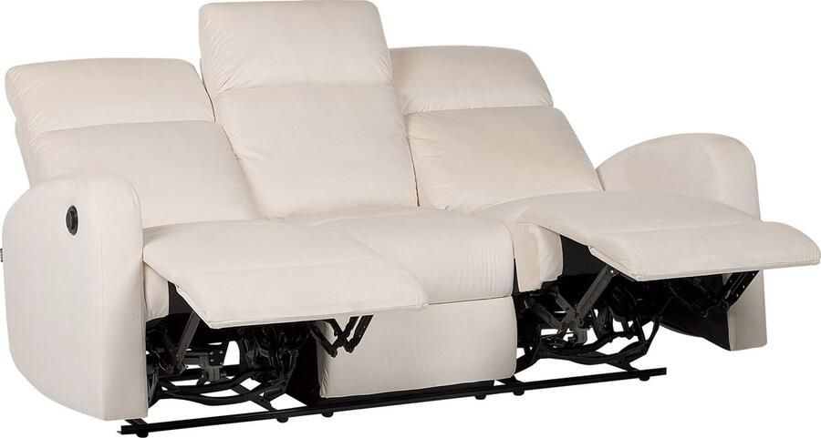 Beliani VERDAL Driezitsbank Elektrisch Crème Fluweel