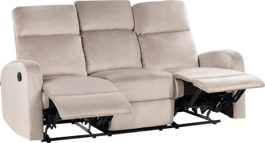 Beliani VERDAL Driezitsbank handmatig verstelbaar Beige Fluweel