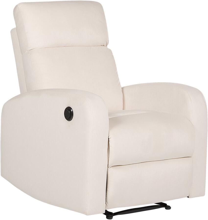 Beliani Elektrische relaxfauteuil VERDAL Fluweel Gebroken wit