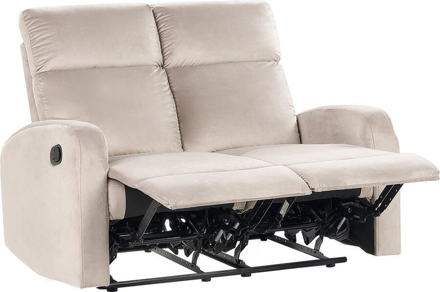 Beliani VERDAL Tweezitsbank handmatig verstelbaar Beige Fluweel