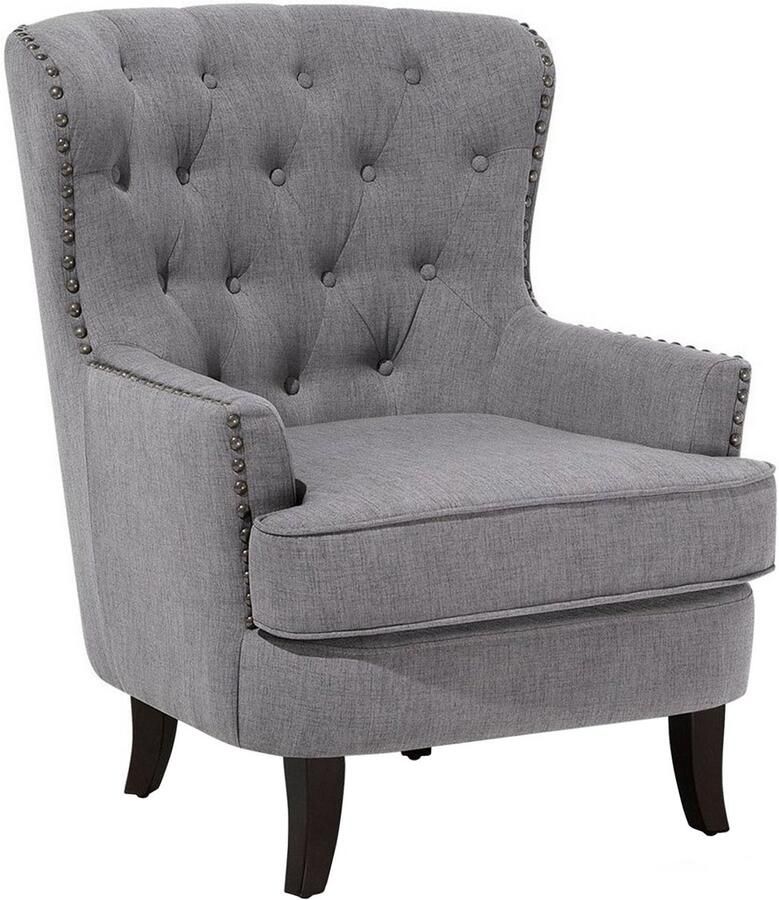 Beliani VIBORG Chesterfield fauteuil Lichtgrijs Polyester