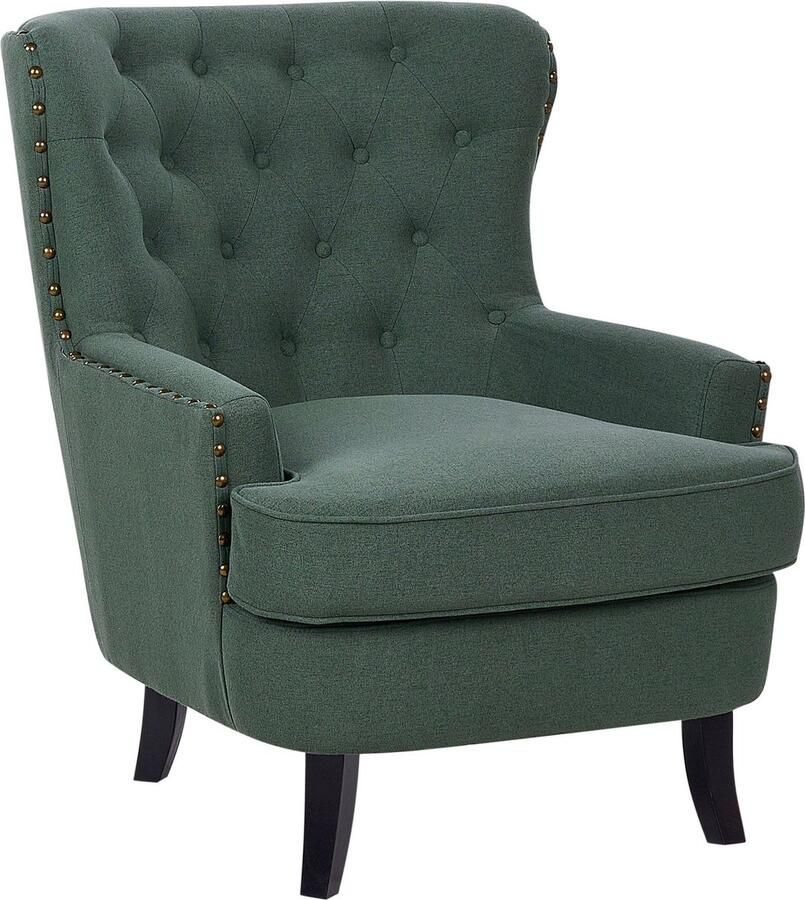 Beliani VIBORG II Chesterfield fauteuil Donkergroen Polyester