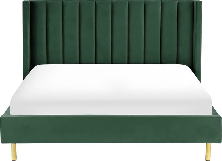 Beliani -VILLETTE -Tweepersoonsbed-Donkergroen-180 x 200 cm-Fluweel