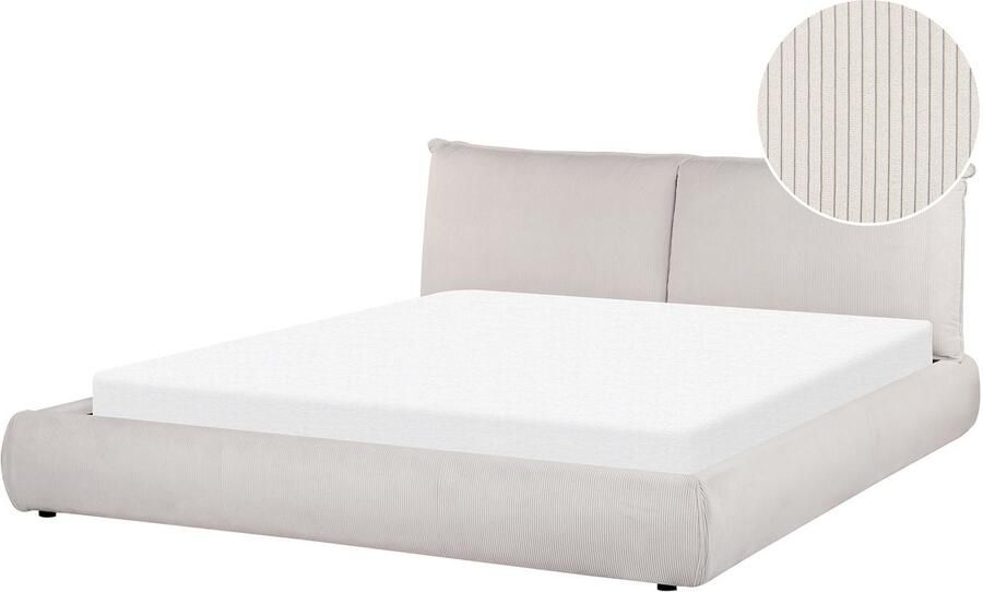 Beliani VINAY Waterbed Lichtbeige 180 x 200 cm Corduroy