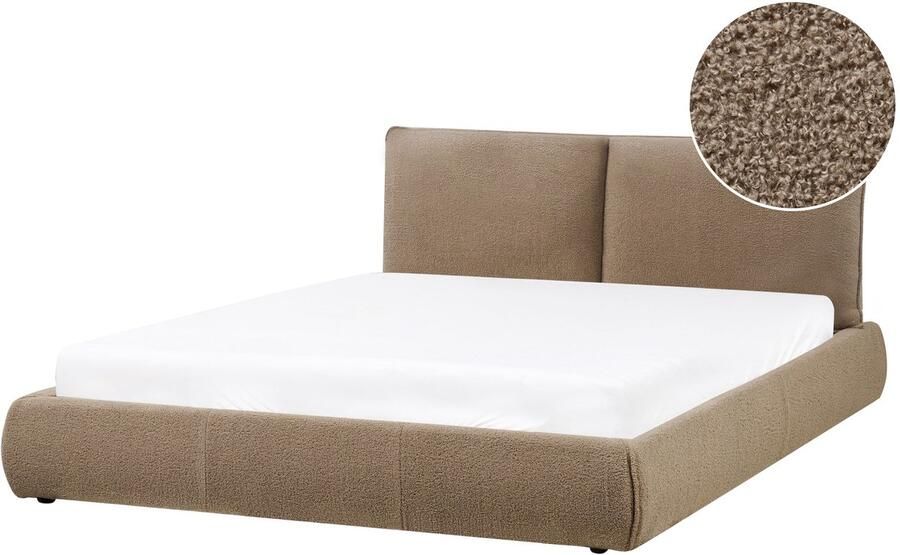 Beliani VINAY Tweepersoonsbed Taupe 160 x 200 cm Bouclé