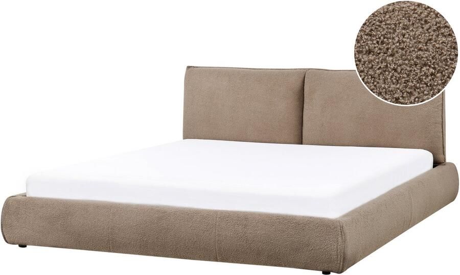 Beliani VINAY Waterbed Taupe 180 x 200 cm Bouclé