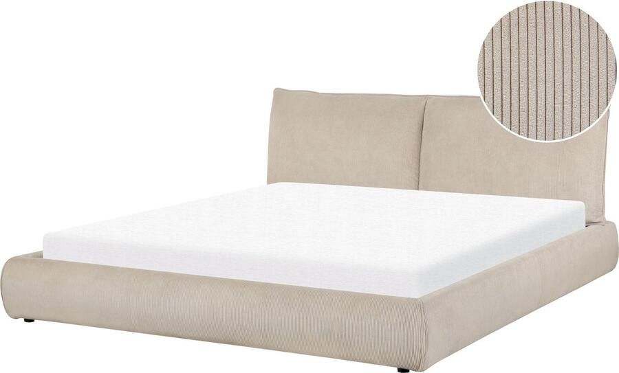 Beliani VINAY Tweepersoonsbed Taupe 180 x 200 cm Corduroy