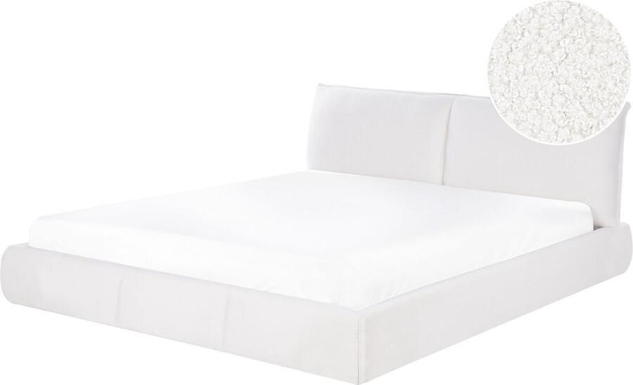 Beliani VINAY Tweepersoonsbed Wit 180 x 200 cm Bouclé
