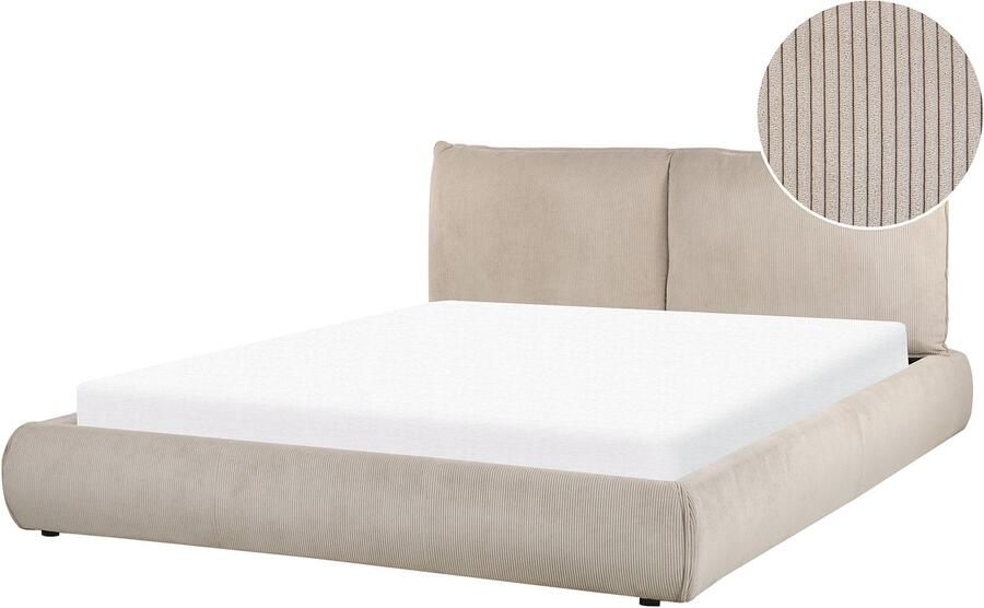 Beliani VINAY Waterbed Taupe 160 x 200 cm Corduroy