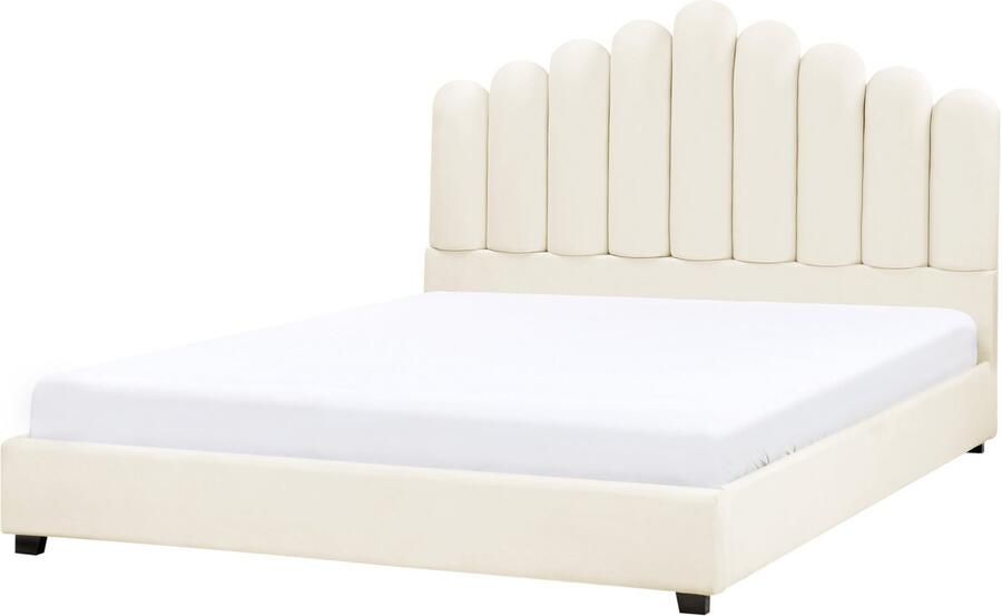 Beliani VINCENNES Waterbed Gebroken wit 180 x 200 cm Fluweel