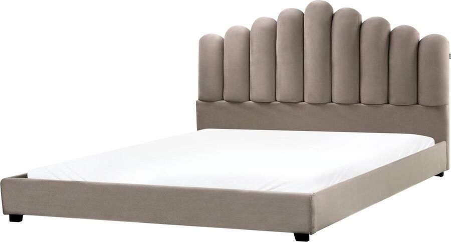 Beliani VINCENNES Waterbed Taupe 180 x 200 cm Fluweel