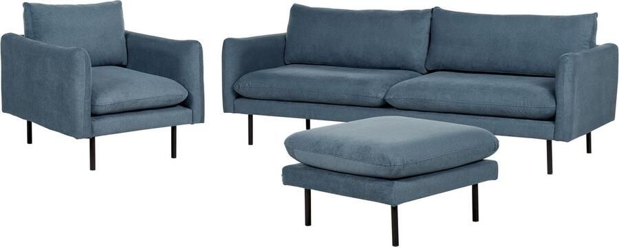 Beliani VINTERBRO Bankenset met ottomaan Blauw Polyester