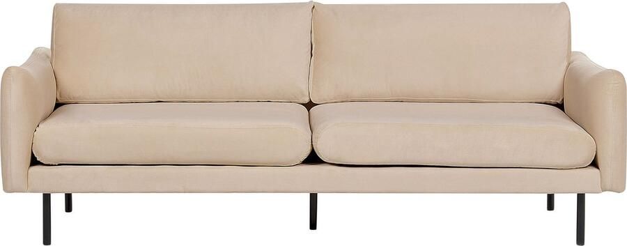 Beliani Bank VINTERBRO Fluweel Beige 3-zitter