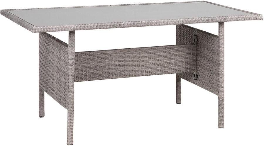 Beliani Tuin eettafel VITERBO 145 cm 80 cm Glas Lichtgrijs
