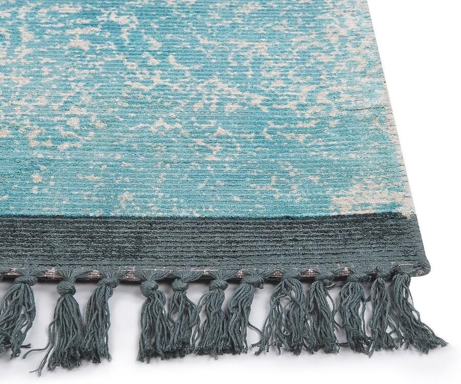 Beliani Vloerkleed viscose blauw beige 80 x 150 cm AKARSU - Foto 3