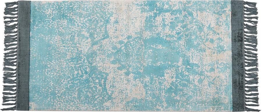 Beliani Vloerkleed viscose blauw beige 80 x 150 cm AKARSU - Foto 2