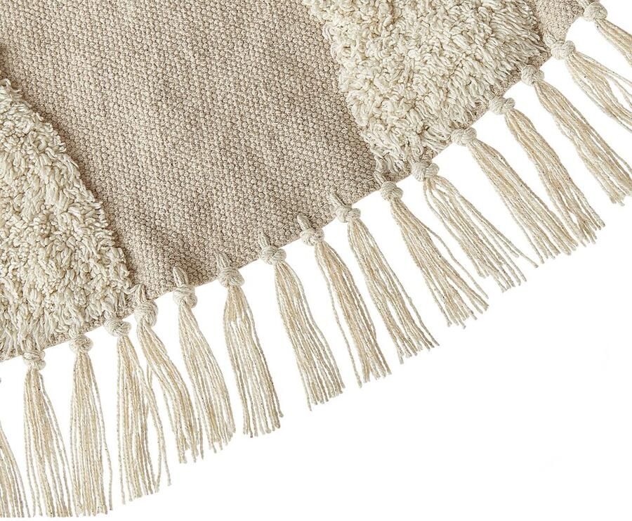 Beliani ARTMAK Vloerkleed Lichtbeige 140 cm Katoen - Foto 2