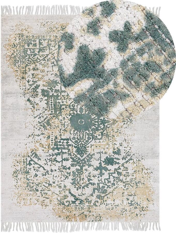 Beliani BOYALI Vintage vloerkleed Lichtbeige 160 x 230 cm Viscose - Foto 2