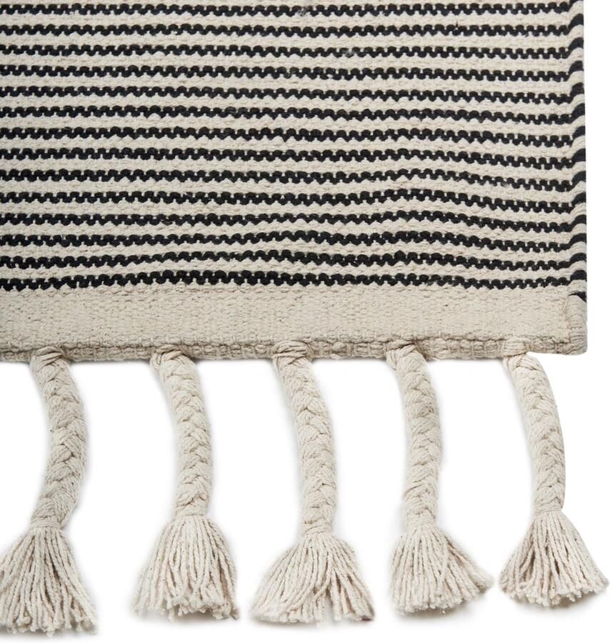 Beliani DOKUZ Laagpolig vloerkleed Beige 160 x 230 cm Katoen