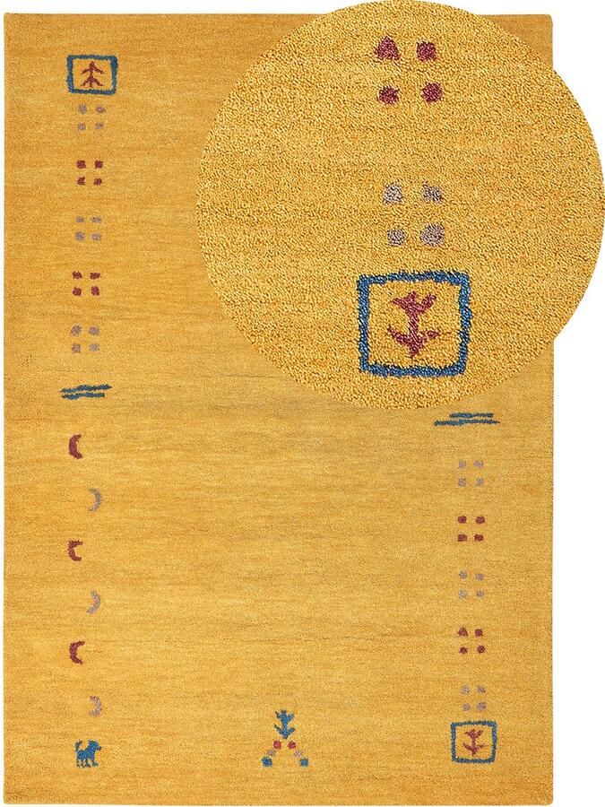 Beliani AKALAN Modern vloerkleed Geel 160 x 230 cm Wol