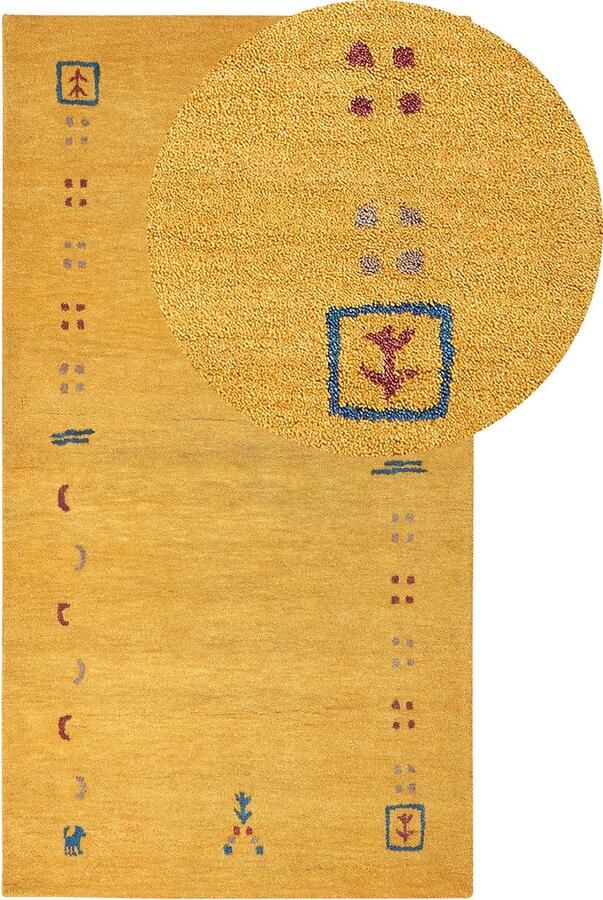 Beliani AKALAN Modern vloerkleed Geel 80 x 150 cm Wol