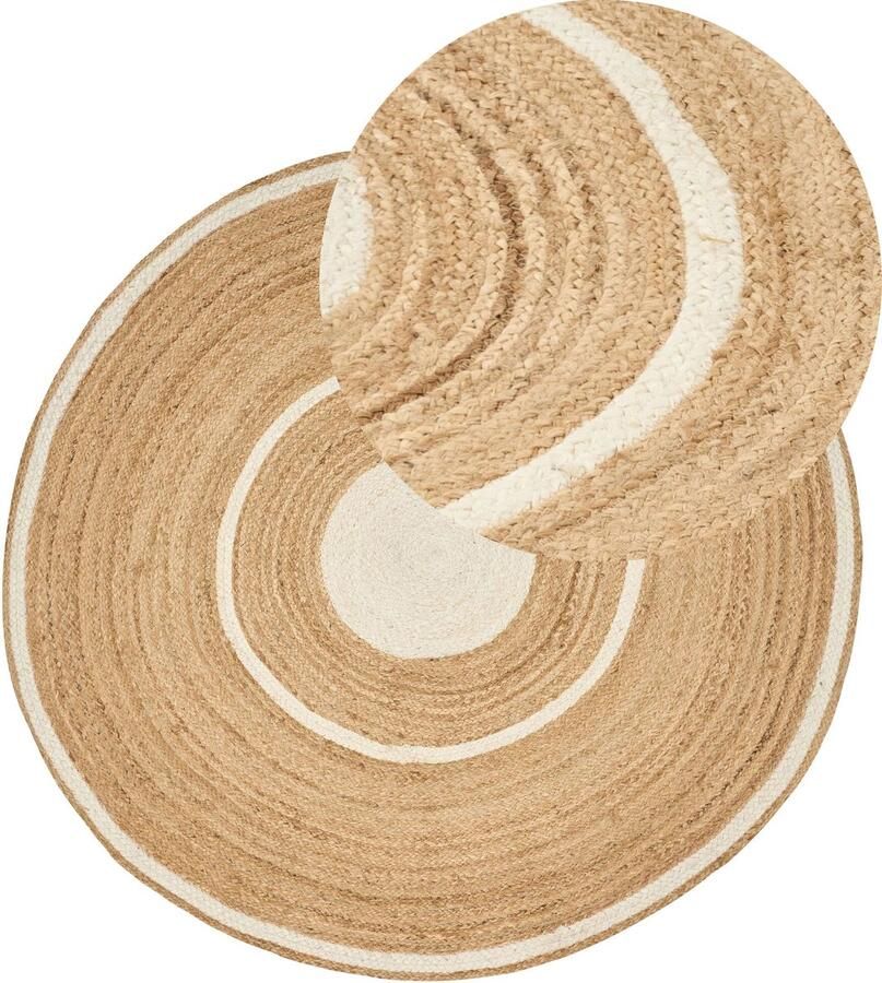 Beliani -HALFELI-Laagpolig vloerkleed-Gebroken wit- 140 cm-Jute