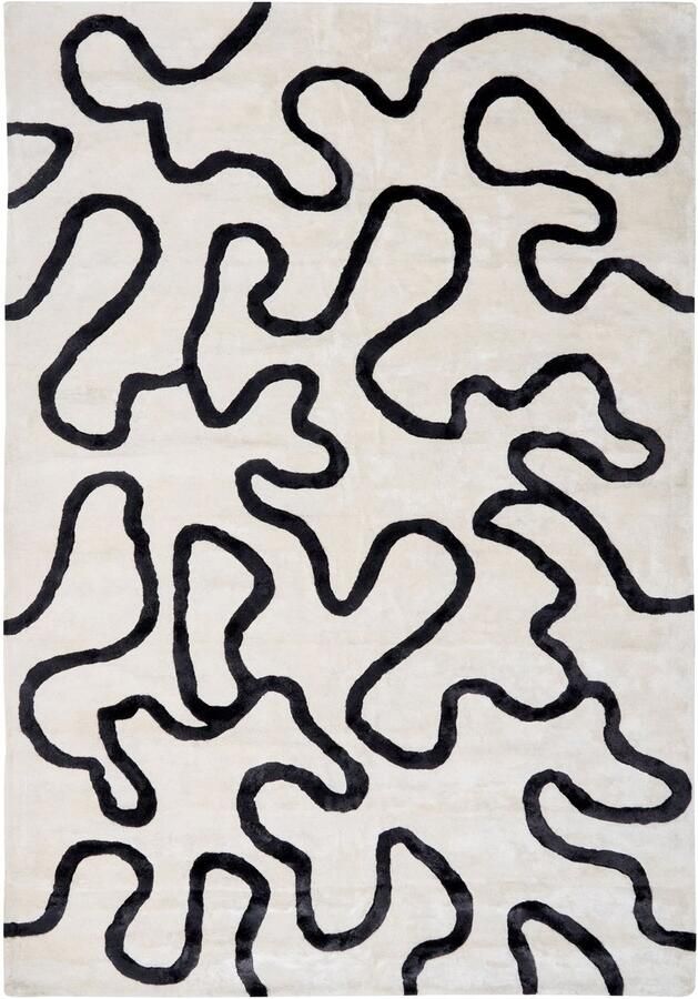 Beliani KAPPAR Vloerkleed Wit Zwart- 160 x 230 cm Viscose