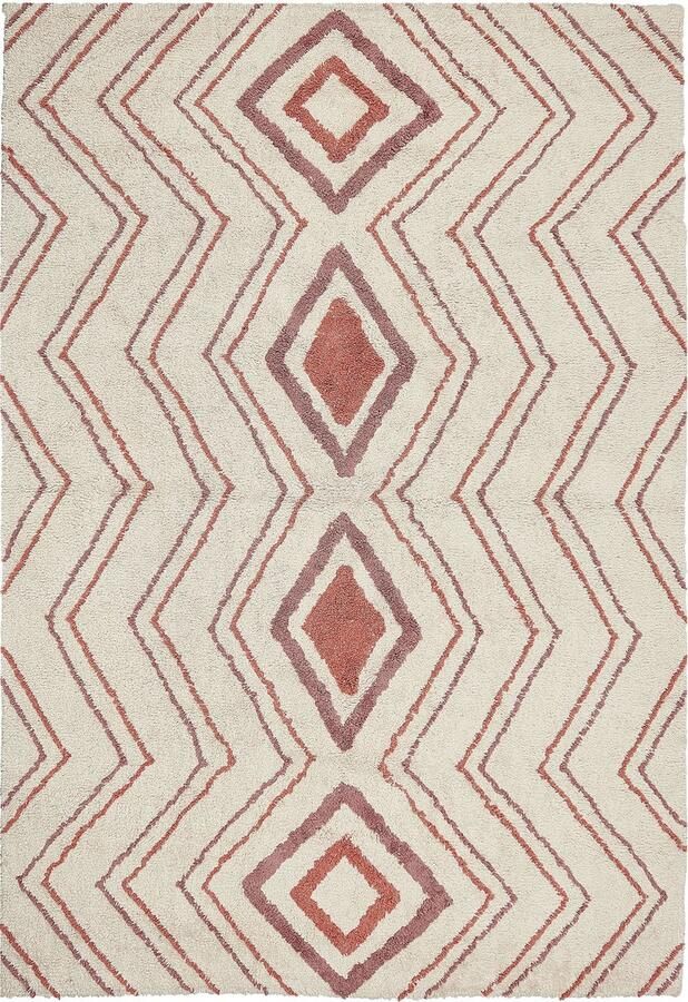 Beliani KASTAMONU Laagpolig vloerkleed Beige 140 x 200 cm Katoen